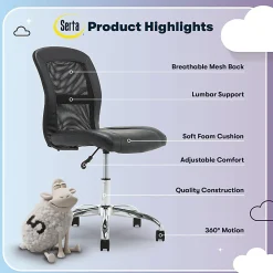 Serta® Essentials Mid-Back Computer Chair, Ingenuity Black/Chrome