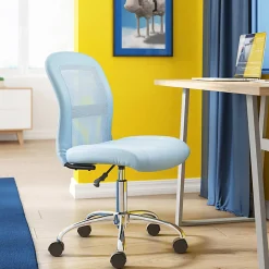 Serta® Essentials Mid-Back Computer Chair, Blue Sky/Chrome