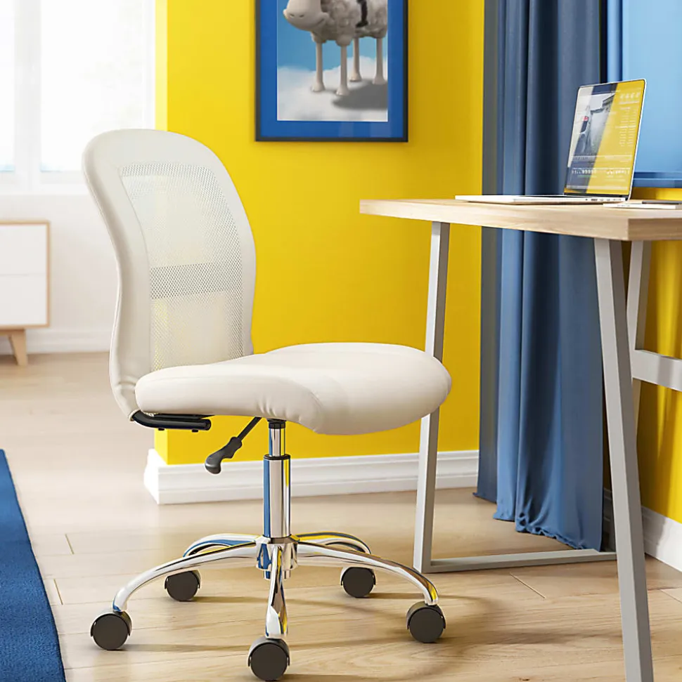 Serta® Essentials Mid-Back Computer Chair, Inspiration Cream/Chrome