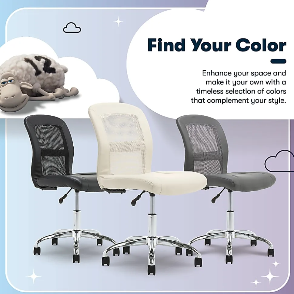 Serta® Essentials Mid-Back Computer Chair, Inspiration Cream/Chrome