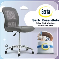 Serta® Essentials Mid-Back Computer Chair, Productivity Gray/Chrome