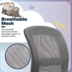 Serta® Essentials Mid-Back Computer Chair, Productivity Gray/Chrome