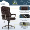 Serta® Executive Office Ergonomic Bonded Leather High-Back Chair, Biscuit Brown/Silver