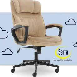 Serta® Executive Office Ergonomic Microfiber Mid-Back Chair, Light Beige/Black