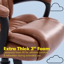 Serta Garret Ergonomic Bonded Leather High-Back Executive Chair, Cognac/Black