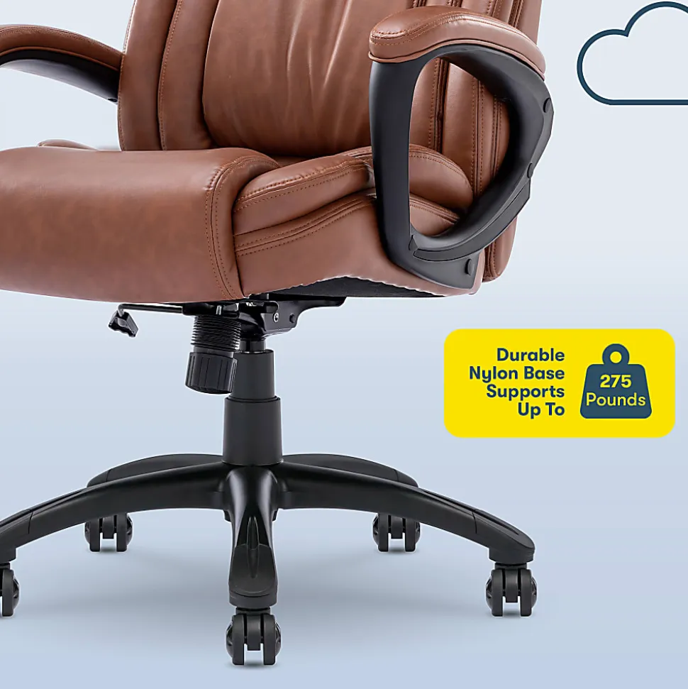 Serta Garret Ergonomic Bonded Leather High-Back Executive Chair, Cognac/Black