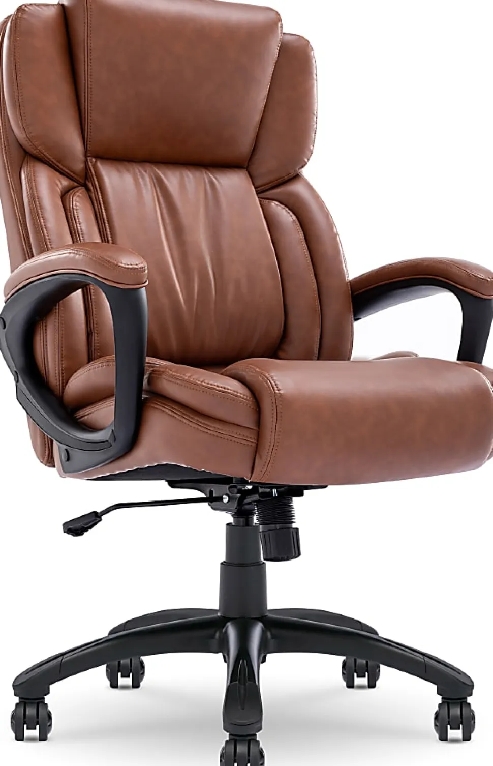 Serta Garret Ergonomic Bonded Leather High-Back Executive Chair, Cognac/Black