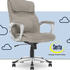 Serta Hannah Ergonomic Fabric Mid-Back Office Chair, Glacial Gray/Silver