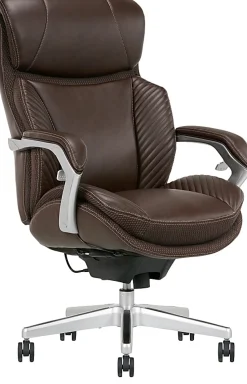 Serta® iComfort i6000 Big & Tall Ergonomic Bonded Leather High-Back Executive Office Chair, Brown/Silver