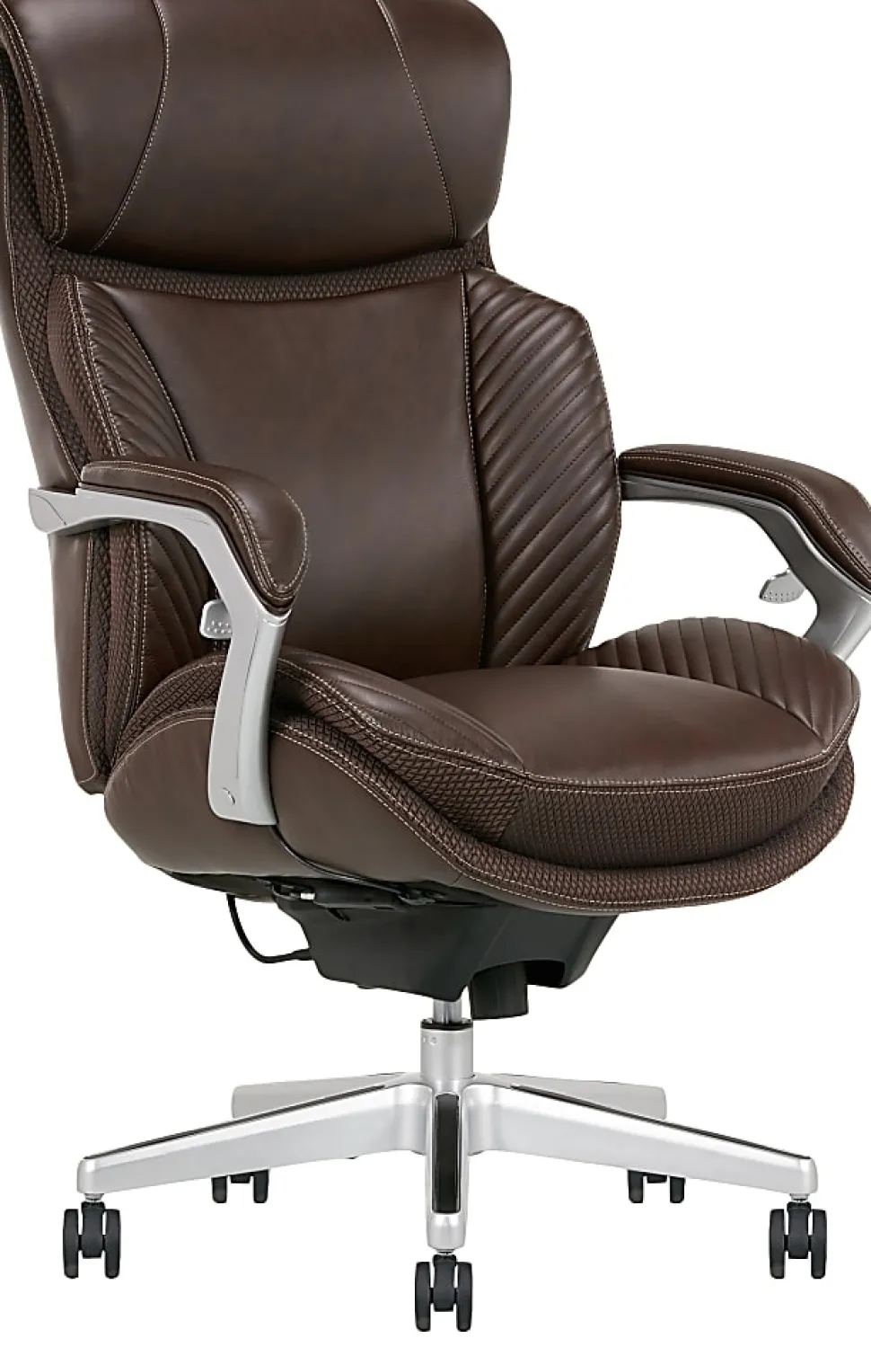Serta® iComfort i6000 Big & Tall Ergonomic Bonded Leather High-Back Executive Office Chair, Brown/Silver