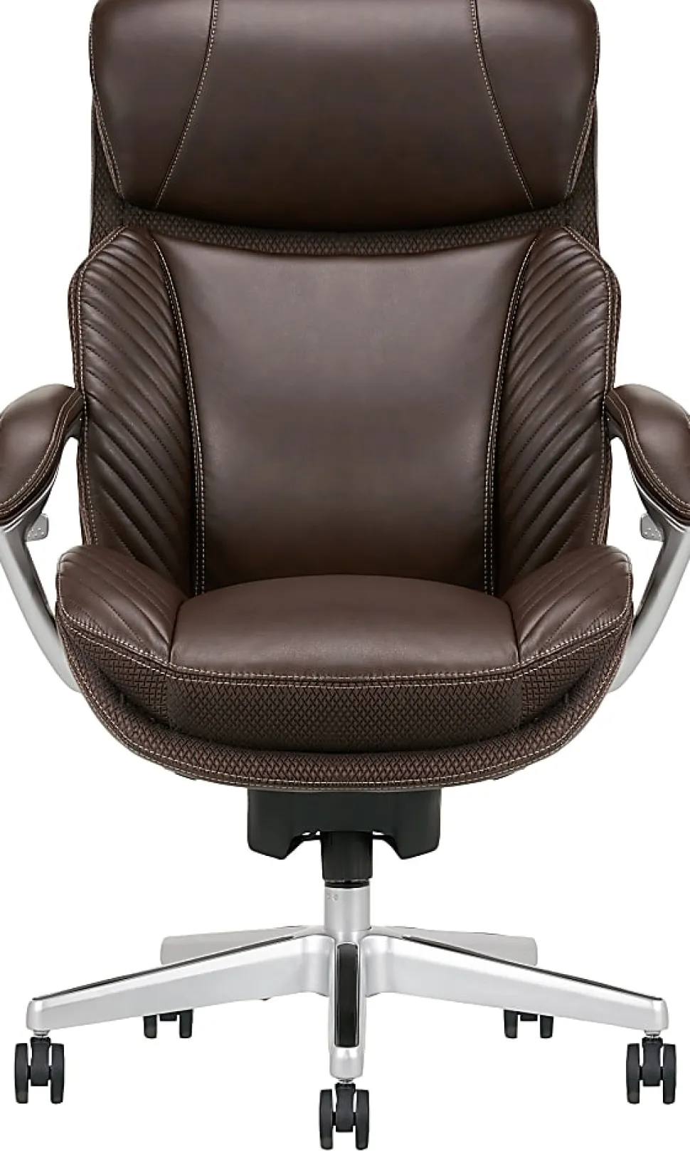 Serta® iComfort i6000 Big & Tall Ergonomic Bonded Leather High-Back Executive Office Chair, Brown/Silver