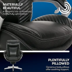 Serta® iComfort i6000 Big & Tall Ergonomic Bonded Leather High-Back Executive Office Chair, Black/Silver