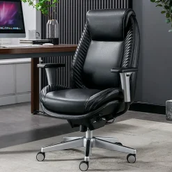 Serta® iComfort i6000 Ergonomic Bonded Leather High-Back Manager Office Chair, Black/Silver