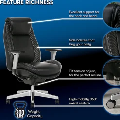Serta® iComfort i6000 Ergonomic Bonded Leather High-Back Manager Office Chair, Black/Silver