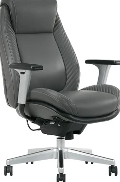Serta® iComfort i6000 Ergonomic Bonded Leather High-Back Manager Office Chair, Gray/Silver