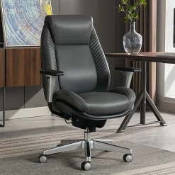Serta® iComfort i6000 Ergonomic Bonded Leather High-Back Manager Office Chair, Gray/Silver