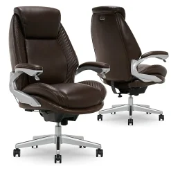 Serta® iComfort i6000 Ergonomic Bonded Leather High-Back Executive Chair, Brown/Silver