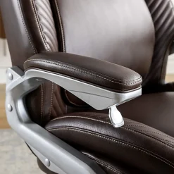 Serta® iComfort i6000 Ergonomic Bonded Leather High-Back Executive Chair, Brown/Silver
