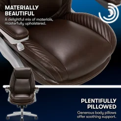 Serta® iComfort i6000 Ergonomic Bonded Leather High-Back Executive Chair, Brown/Silver