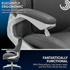 Serta® iComfort i6000 Ergonomic Bonded Leather High-Back Executive Chair, Gray/Silver