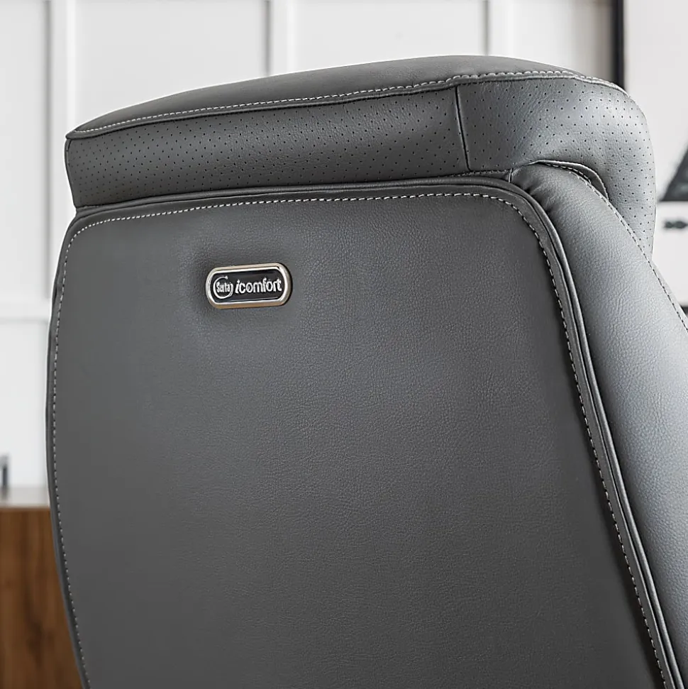 Serta® iComfort i6000 Ergonomic Bonded Leather High-Back Executive Chair, Gray/Silver