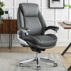 Serta® iComfort i6000 Ergonomic Bonded Leather High-Back Executive Chair, Gray/Silver