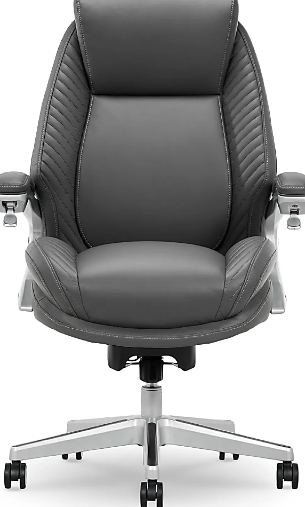 Serta® iComfort i6000 Ergonomic Bonded Leather High-Back Executive Chair, Gray/Silver