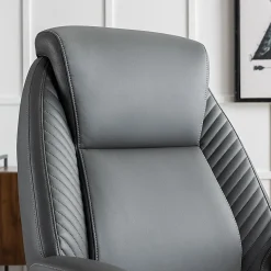 Serta® iComfort i6000 Ergonomic Bonded Leather High-Back Executive Chair, Gray/Silver