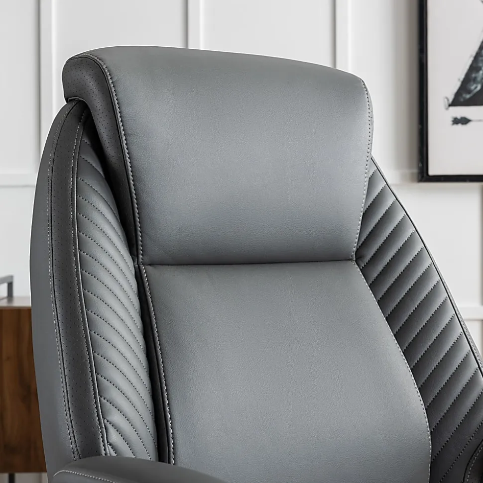 Serta® iComfort i6000 Ergonomic Bonded Leather High-Back Executive Chair, Gray/Silver