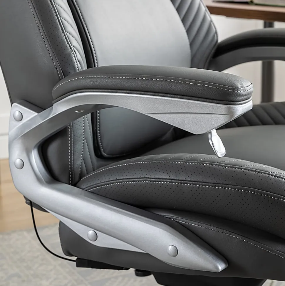 Serta® iComfort i6000 Ergonomic Bonded Leather High-Back Executive Chair, Gray/Silver