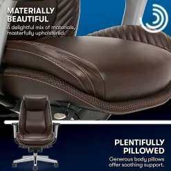 Serta® iComfort i6000 Ergonomic Bonded Leather High-Back Manager Chair, Brown/Silver