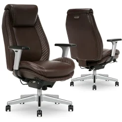 Serta® iComfort i6000 Ergonomic Bonded Leather High-Back Manager Chair, Brown/Silver