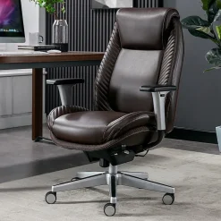 Serta® iComfort i6000 Ergonomic Bonded Leather High-Back Manager Chair, Brown/Silver