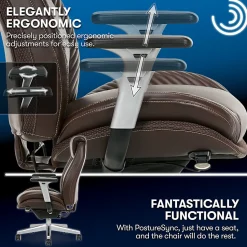 Serta® iComfort i6000 Ergonomic Bonded Leather High-Back Manager Chair, Brown/Silver