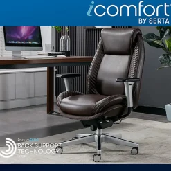 Serta® iComfort i6000 Ergonomic Bonded Leather High-Back Manager Chair, Brown/Silver