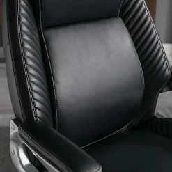 Serta® iComfort i6000 Ergonomic Bonded Leather High-Back Executive Office Chair, Black/Silver