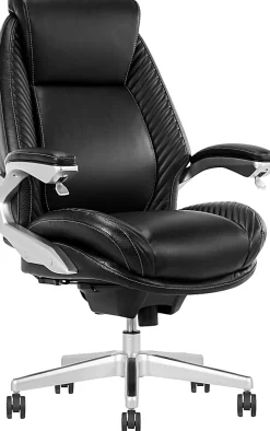 Serta® iComfort i6000 Ergonomic Bonded Leather High-Back Executive Office Chair, Black/Silver