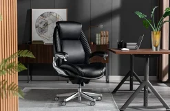 Serta® iComfort i6000 Ergonomic Bonded Leather High-Back Executive Office Chair, Black/Silver