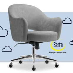 Serta® Mia Ergonomic Fabric Mid-Back Home Office Chair, Gray