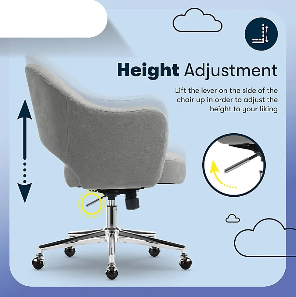 Serta® Mia Ergonomic Fabric Mid-Back Home Office Chair, Gray