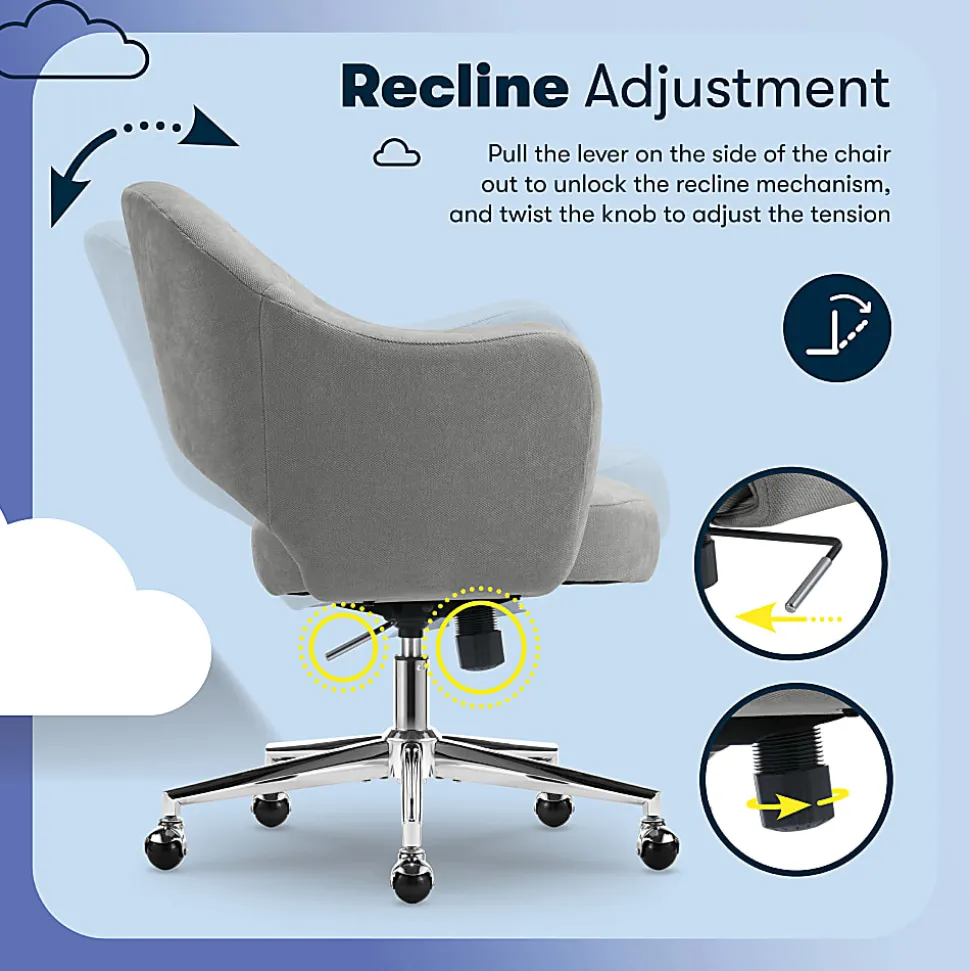 Serta® Mia Ergonomic Fabric Mid-Back Home Office Chair, Gray