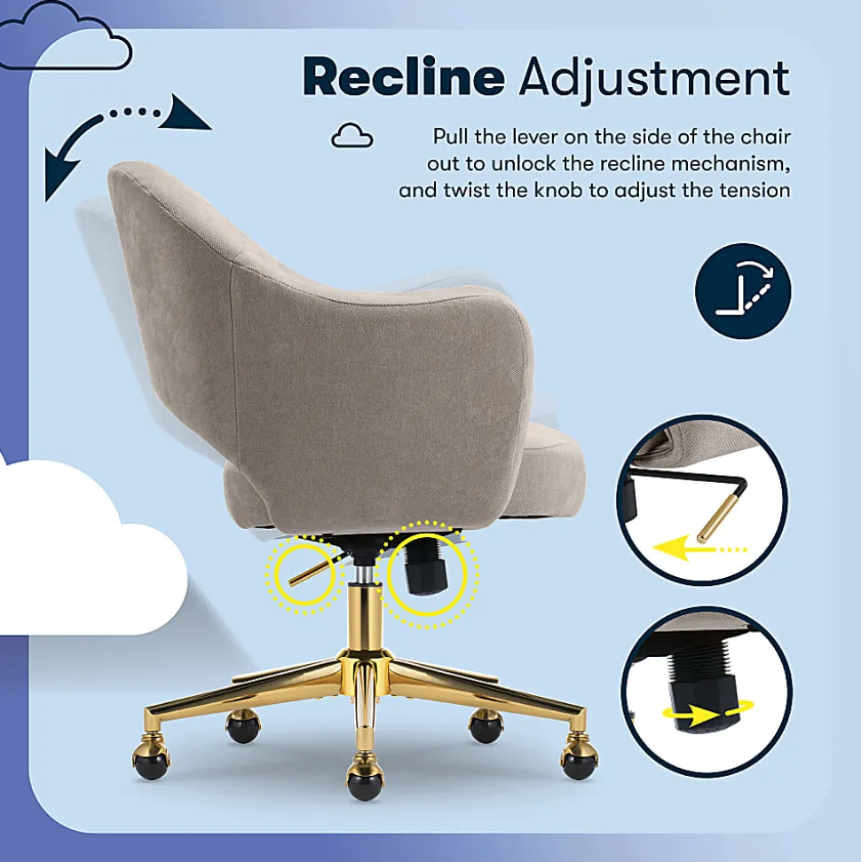 Serta® Mia Ergonomic Fabric Mid-Back Home Office Chair, Beige