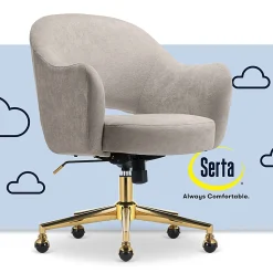 Serta® Mia Ergonomic Fabric Mid-Back Home Office Chair, Beige