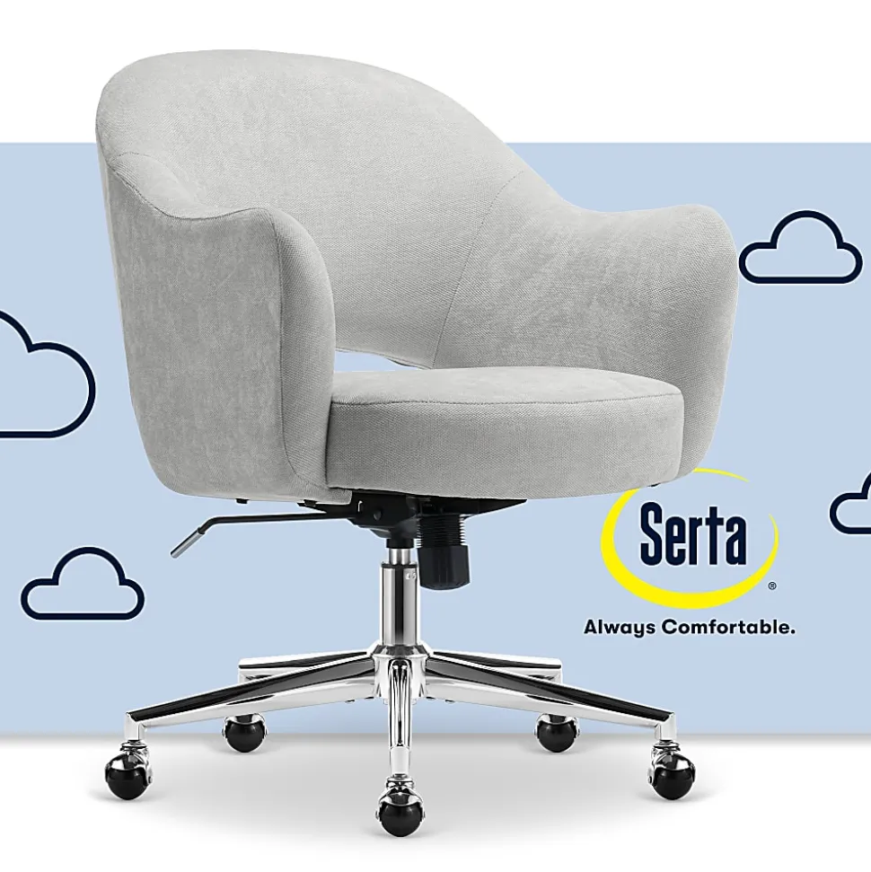Serta® Mia Ergonomic Fabric Mid-Back Home Office Chair, Light Gray