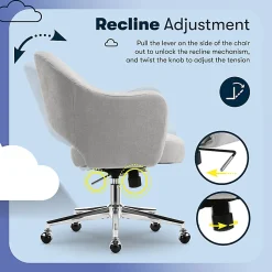 Serta® Mia Ergonomic Fabric Mid-Back Home Office Chair, Light Gray