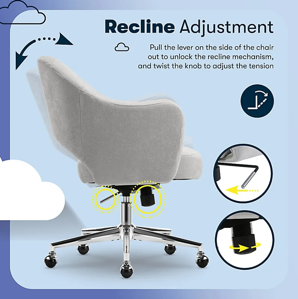 Serta® Mia Ergonomic Fabric Mid-Back Home Office Chair, Light Gray