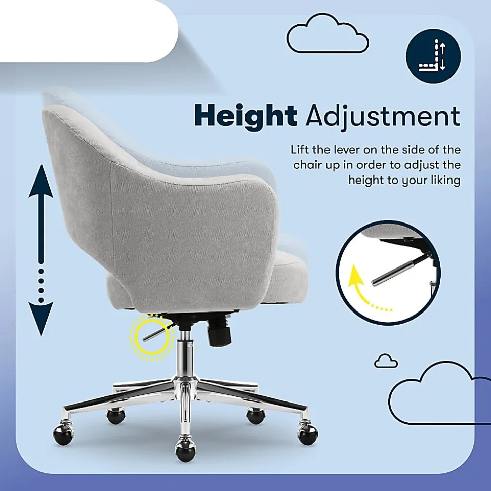 Serta® Mia Ergonomic Fabric Mid-Back Home Office Chair, Light Gray