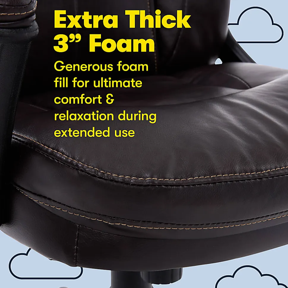 Serta® Puresoft™ Bonded Leather Manager Office Chair, Roasted Chestnut Brown