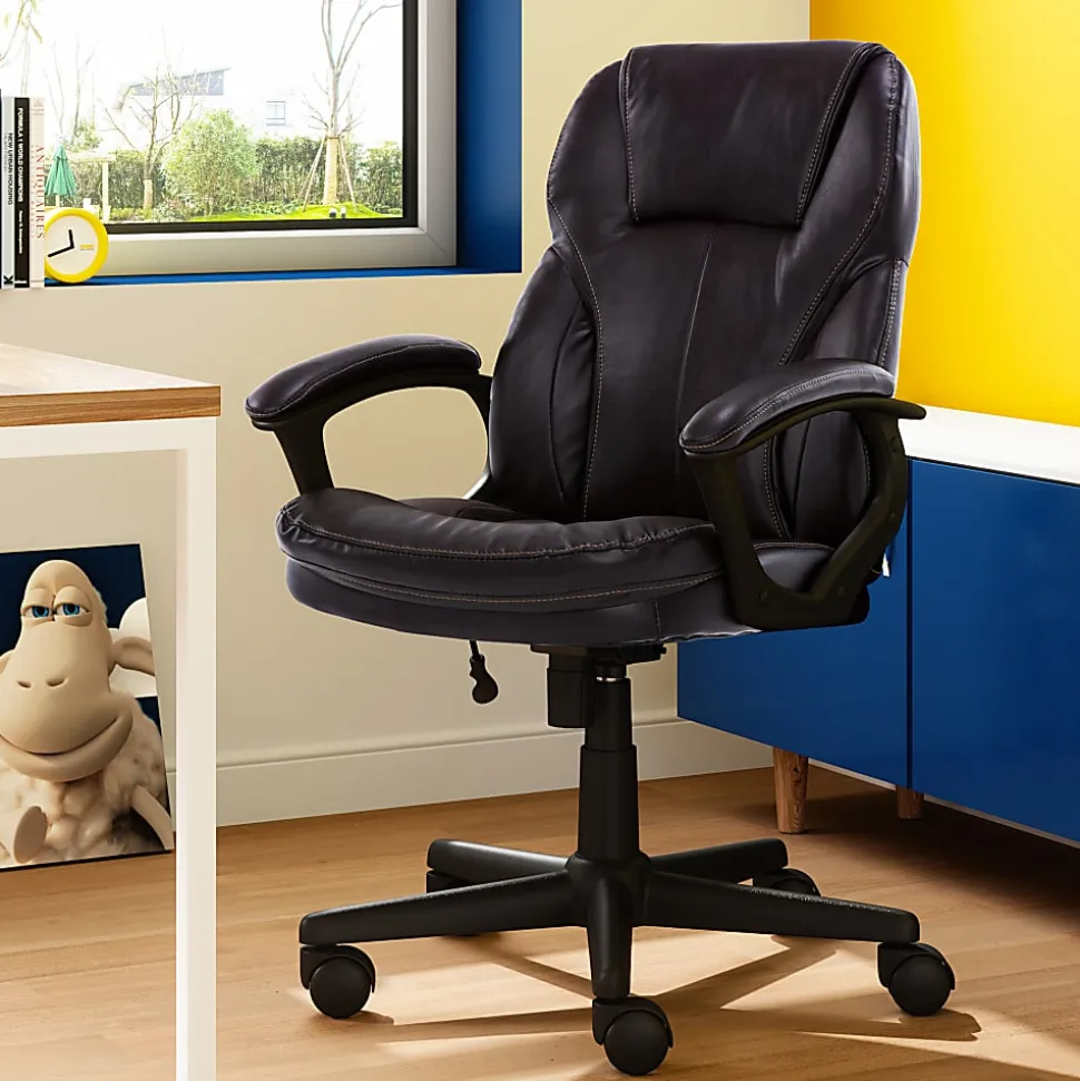 Serta® Puresoft™ Bonded Leather Manager Office Chair, Roasted Chestnut Brown