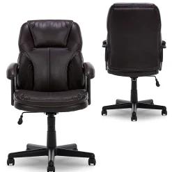 Serta® Puresoft™ Bonded Leather Manager Office Chair, Roasted Chestnut Brown